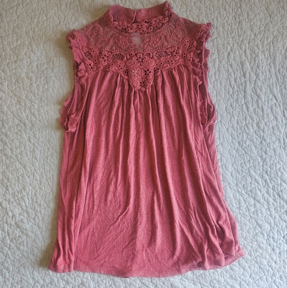 NOBO Womens Pink Sleeveless Lace Top Size 11-13